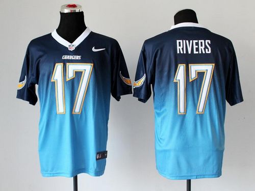  Chargers #17 Philip Rivers Navy Blue/Electric Blue Men's Stitched NFL Elite Fadeaway Fashion Jersey