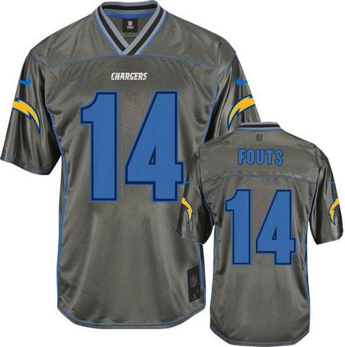  Chargers #14 Dan Fouts Grey Men's Stitched NFL Elite Vapor Jersey