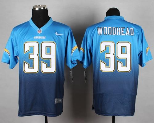  Chargers #39 Danny Woodhead Navy Blue/Electric Blue Men's Stitched NFL Elite Fadeaway Fashion Jersey
