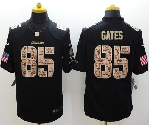  Chargers #85 Antonio Gates Black Men's Stitched NFL Limited Salute to Service Jersey