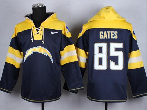  Chargers #85 Antonio Gates Navy Blue Player Pullover NFL Hoodie