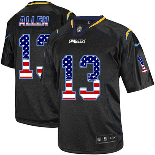  Chargers #13 Keenan Allen Black Men's Stitched NFL Elite USA Flag Fashion Jersey