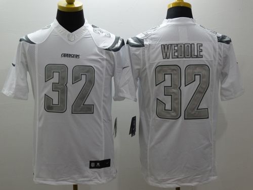  Chargers #32 Eric Weddle White Men's Stitched NFL Limited Platinum Jersey