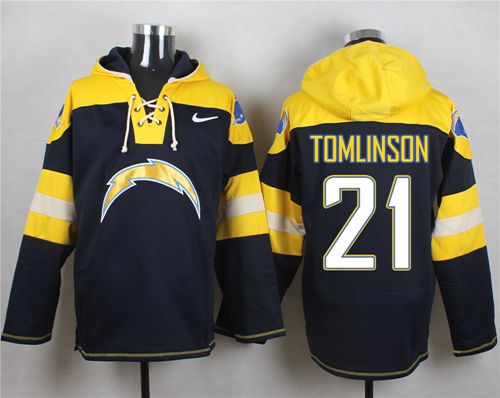  Chargers #21 LaDainian Tomlinson Navy Blue Player Pullover NFL Hoodie