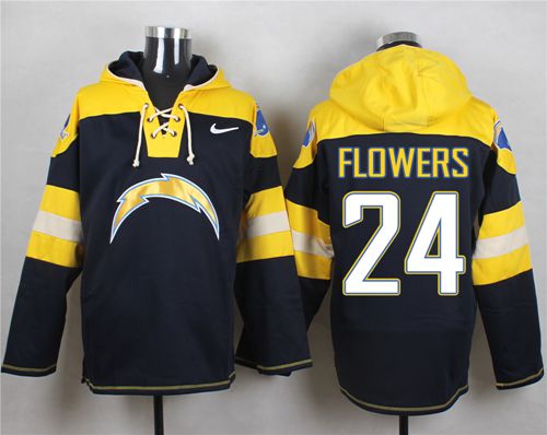  Chargers #24 Brandon Flowers Navy Blue Player Pullover NFL Hoodie