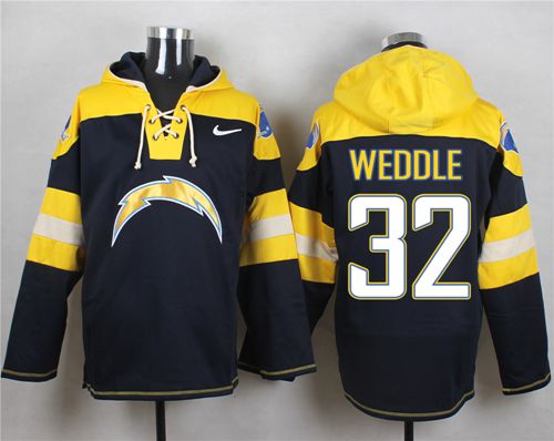  Chargers #32 Eric Weddle Navy Blue Player Pullover NFL Hoodie