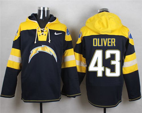  Chargers #43 Branden Oliver Navy Blue Player Pullover NFL Hoodie