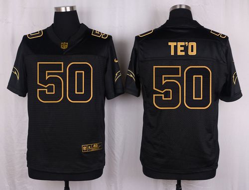  Chargers #50 Manti Te'o Black Men's Stitched NFL Elite Pro Line Gold Collection Jersey