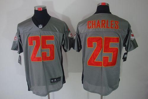  Chiefs #25 Jamaal Charles Grey Shadow Men's Stitched NFL Elite Jersey