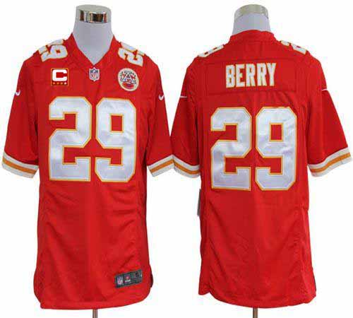  Chiefs #29 Eric Berry Red Team Color With C Patch Men's Stitched NFL Game Jersey