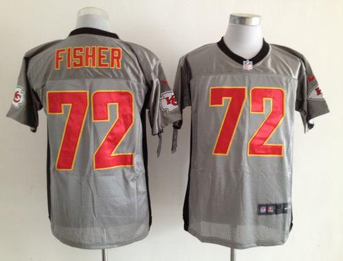  Chiefs #72 Eric Fisher Grey Shadow Men's Stitched NFL Elite Jersey