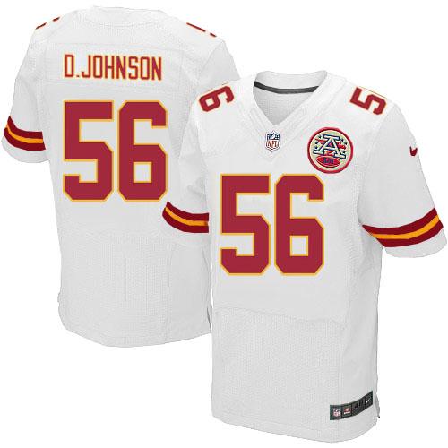  Chiefs #56 Derrick Johnson White Men's Stitched NFL Elite Jersey