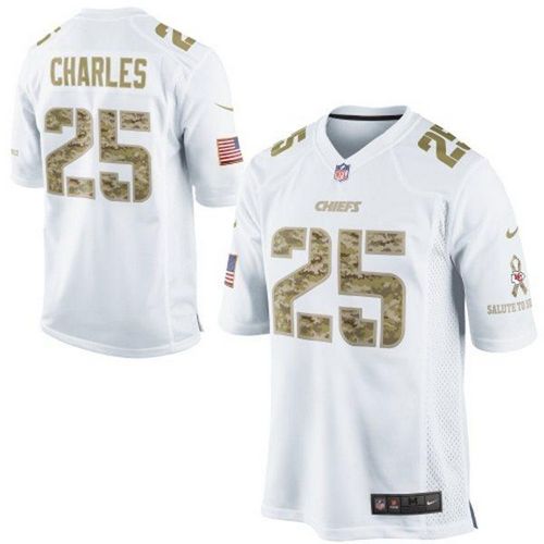  Chiefs #25 Jamaal Charles White Men's Stitched NFL Limited Salute to Service Jersey