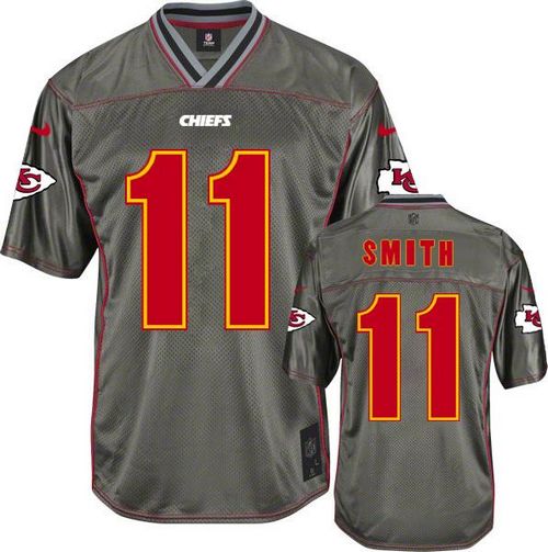  Chiefs #11 Alex Smith Grey Men's Stitched NFL Elite Vapor Jersey
