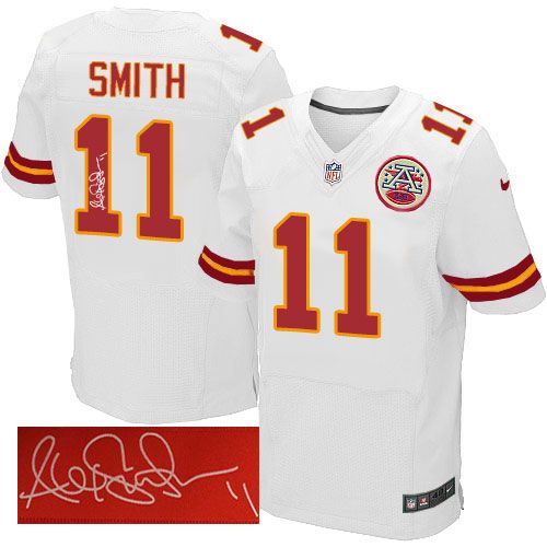  Chiefs #11 Alex Smith White Men's Stitched NFL Elite Autographed Jersey
