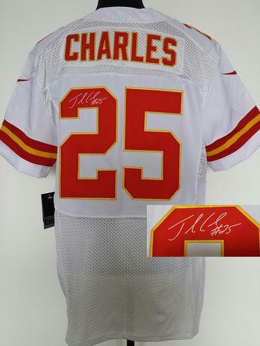  Chiefs #25 Jamaal Charles White Men's Stitched NFL Elite Autographed Jersey