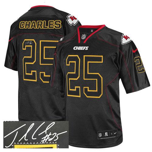  Chiefs #25 Jamaal Charles Lights Out Black Men's Stitched NFL Elite Autographed Jersey