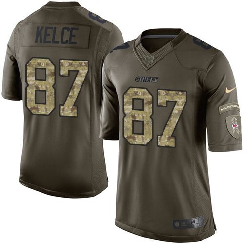  Chiefs #87 Travis Kelce Green Men's Stitched NFL Limited Salute to Service Jersey
