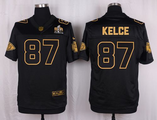  Chiefs #87 Travis Kelce Black Men's Stitched NFL Elite Pro Line Gold Collection Jersey