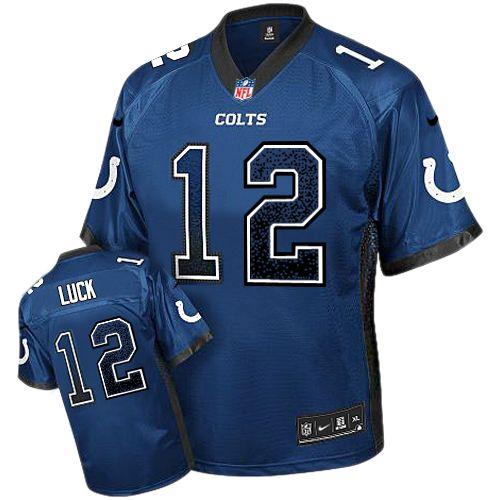  Colts #12 Andrew Luck Royal Blue Team Color Men's Stitched NFL Elite Drift Fashion Jersey