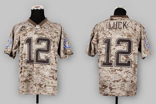  Colts #12 Andrew Luck Camo USMC Men's Stitched NFL New Elite Jersey