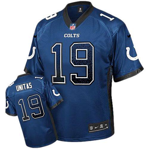  Colts #19 Johnny Unitas Royal Blue Team Color Men's Stitched NFL Elite Drift Fashion Jersey