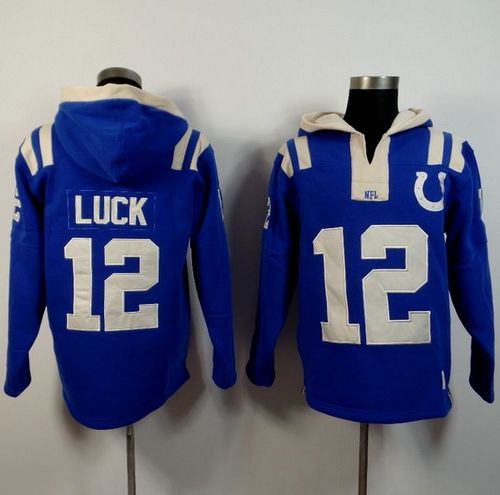 Indianapolis Colts #12 Andrew Luck Royal Blue Player Winning Method Pullover NFL Hoodie