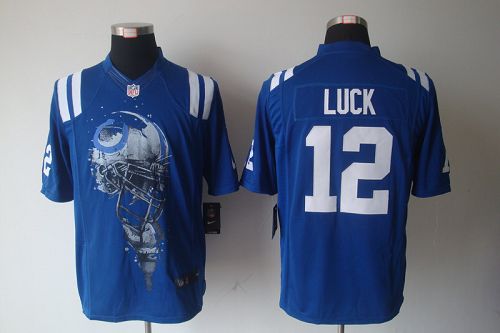  Colts #12 Andrew Luck Royal Blue Team Color Men's Stitched NFL Helmet Tri Blend Limited Jersey