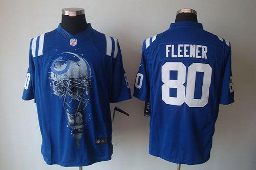  Colts #80 Coby Fleener Royal Blue Team Color Men's Stitched NFL Helmet Tri Blend Limited Jersey