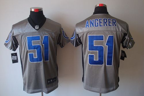  Colts #51 Pat Angerer Grey Shadow Men's Stitched NFL Elite Jersey