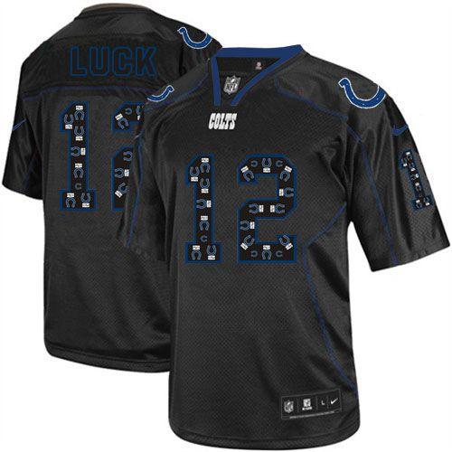  Colts #12 Andrew Luck New Lights Out Black Men's Stitched NFL Elite Jersey