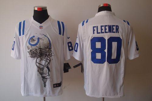  Colts #80 Coby Fleener White Men's Stitched NFL Helmet Tri Blend Limited Jersey