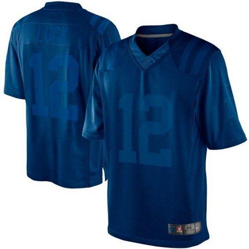  Colts #12 Andrew Luck Royal Blue Men's Stitched NFL Drenched Limited Jersey