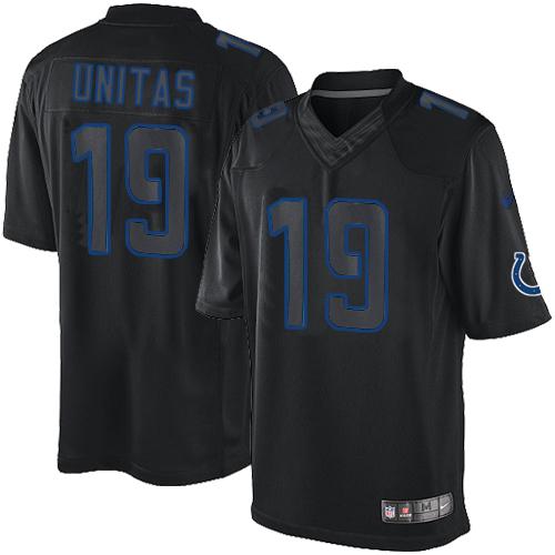  Colts #19 Johnny Unitas Black Men's Stitched NFL Impact Limited Jersey