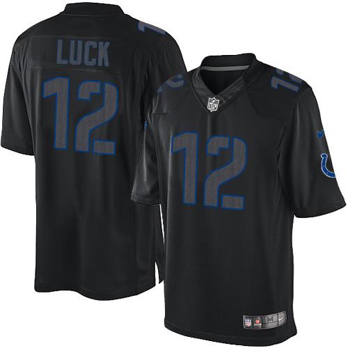  Colts #12 Andrew Luck Black Men's Stitched NFL Impact Limited Jersey