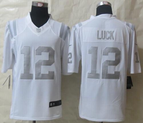 Colts #12 Andrew Luck White Men's Stitched NFL Limited Platinum Jersey