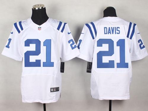  Colts #21 Vontae Davis White Men's Stitched NFL Elite Jersey