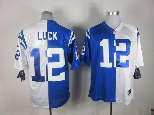  Colts #12 Andrew Luck Royal Blue/White Men's Stitched NFL Elite Split Jersey