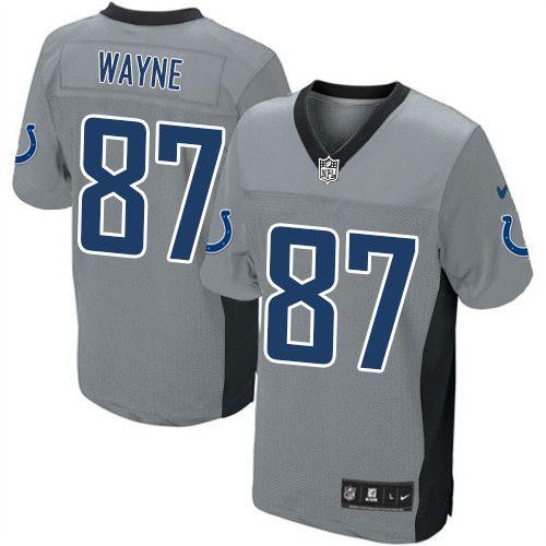  Colts #87 Reggie Wayne Grey Shadow Men's Stitched NFL Elite Jersey