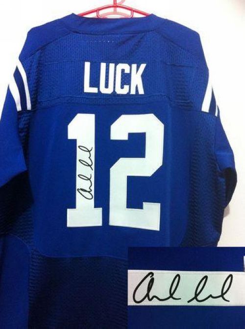 Colts #12 Andrew Luck Royal Blue Team Color Men's Stitched NFL Elite Autographed Jersey