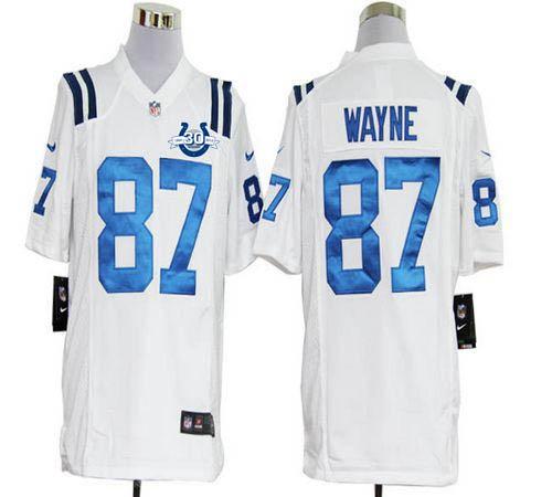  Colts #87 Reggie Wayne White With 30TH Seasons Patch Men's Stitched NFL Game Jersey