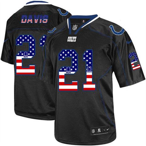  Colts #21 Vontae Davis Black Men's Stitched NFL Elite USA Flag Fashion Jersey