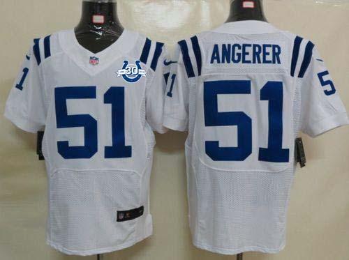  Colts #51 Pat Angerer White With 30TH Seasons Patch Men's Stitched NFL Elite Jersey