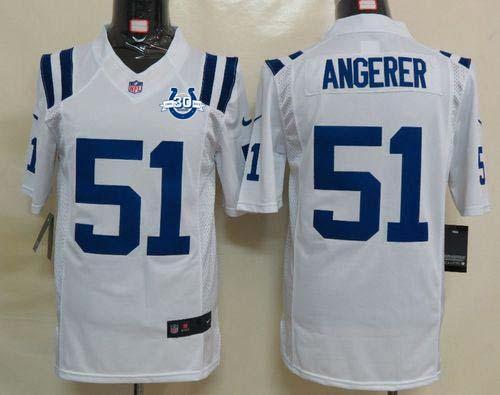  Colts #51 Pat Angerer White With 30TH Seasons Patch Men's Stitched NFL Limited Jersey