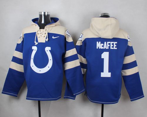  Colts #1 Pat McAfee Royal Blue Player Pullover NFL Hoodie