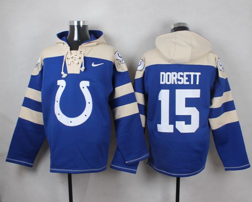  Colts #15 Phillip Dorsett Royal Blue Player Pullover NFL Hoodie