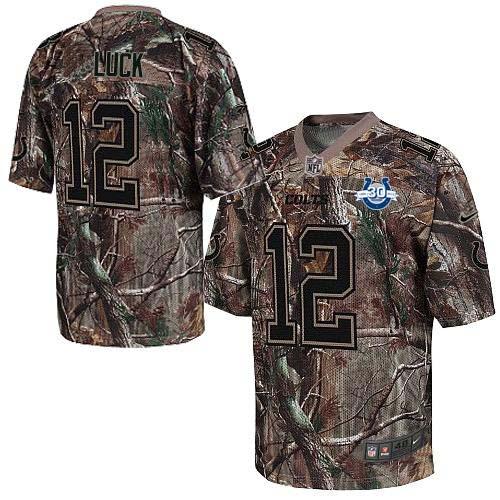  Colts #12 Andrew Luck Camo With 30TH Seasons Patch Men's Stitched NFL Realtree Elite Jersey