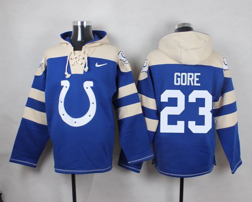  Colts #23 Frank Gore Royal Blue Player Pullover NFL Hoodie