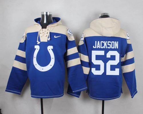  Colts #52 D'Qwell Jackson Royal Blue Player Pullover NFL Hoodie