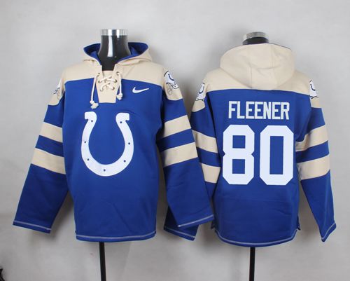  Colts #80 Coby Fleener Royal Blue Player Pullover NFL Hoodie
